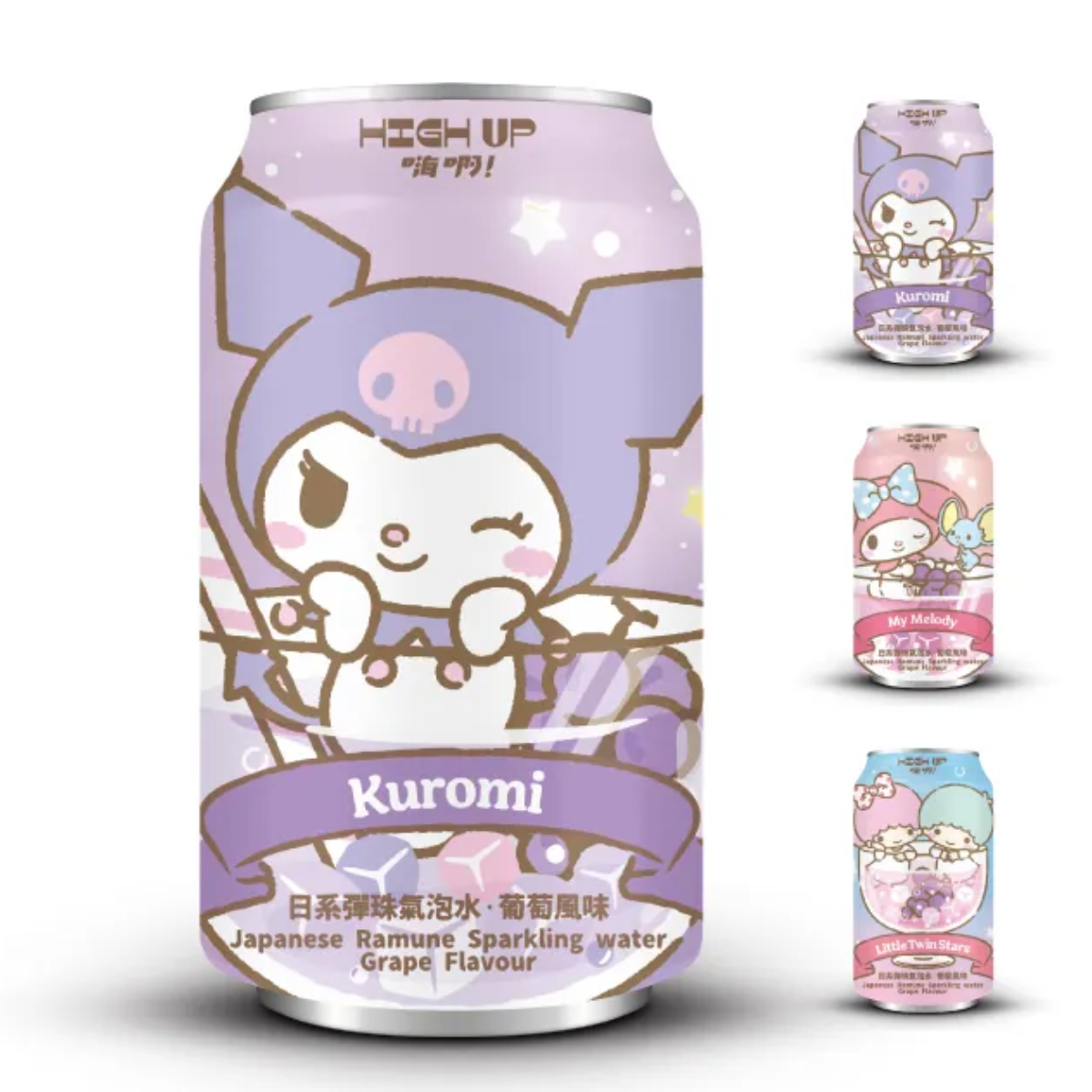Kuromi Ramune Sparkling Water Grape Flavor 330ml