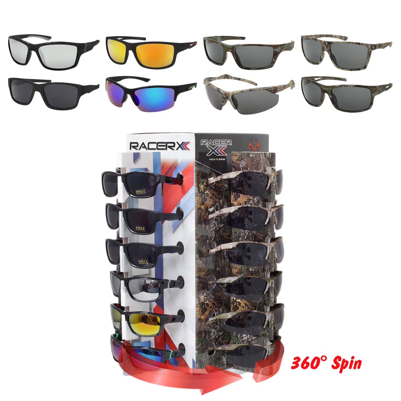 Sunglass Counter Displays Camo and Sport Styles Retail 48 PC