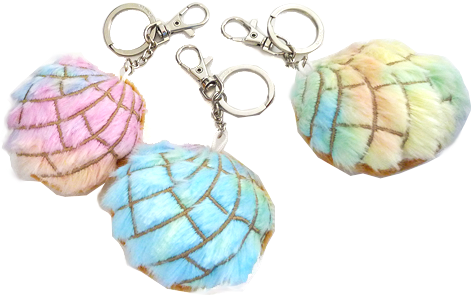 "Unicorn" (Rainbow Tie-dye) Plush Concha Key Chain: Bulk (50 pack)