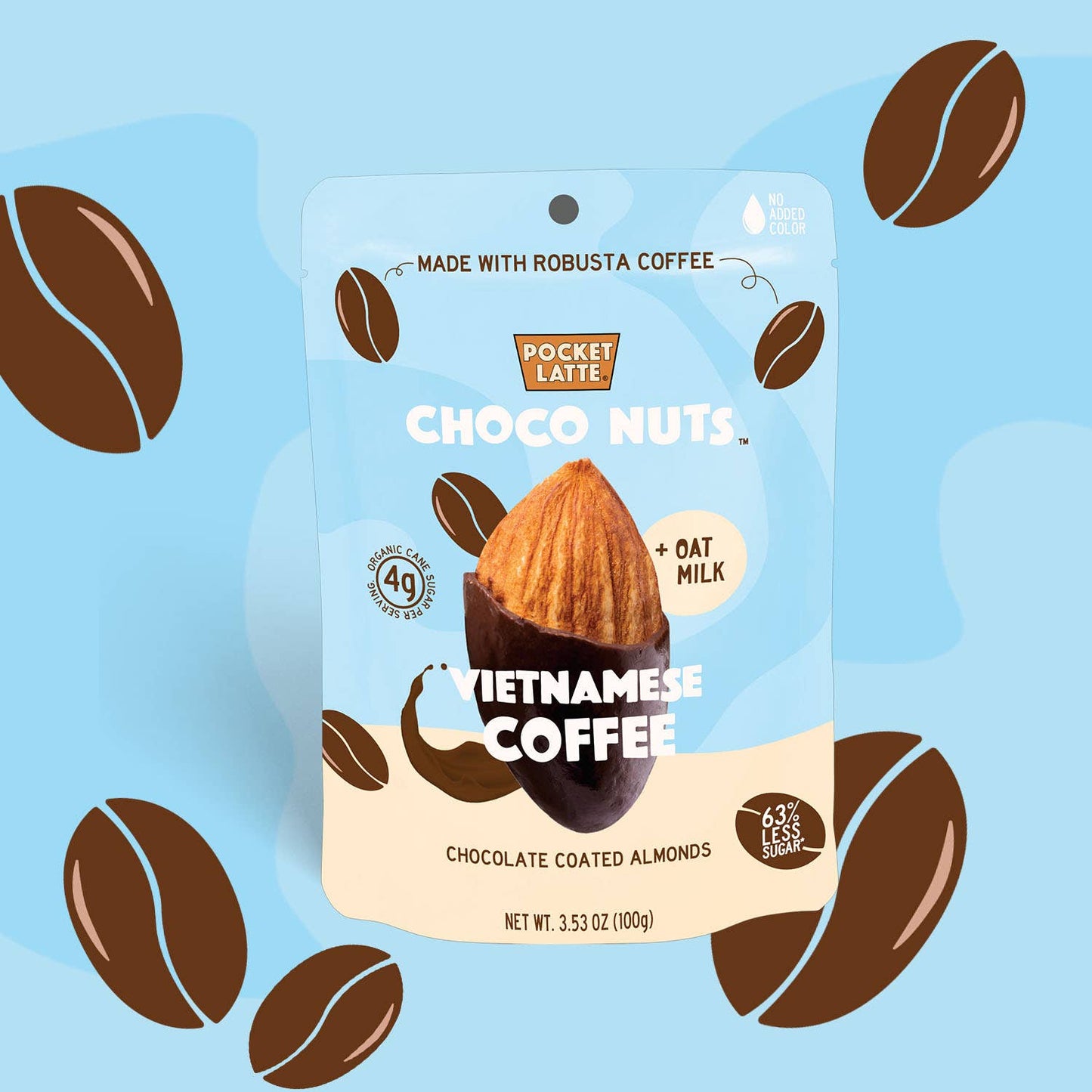 Vietnamese Coffee Chocolate Almonds, 3.53 oz Standing Pouch