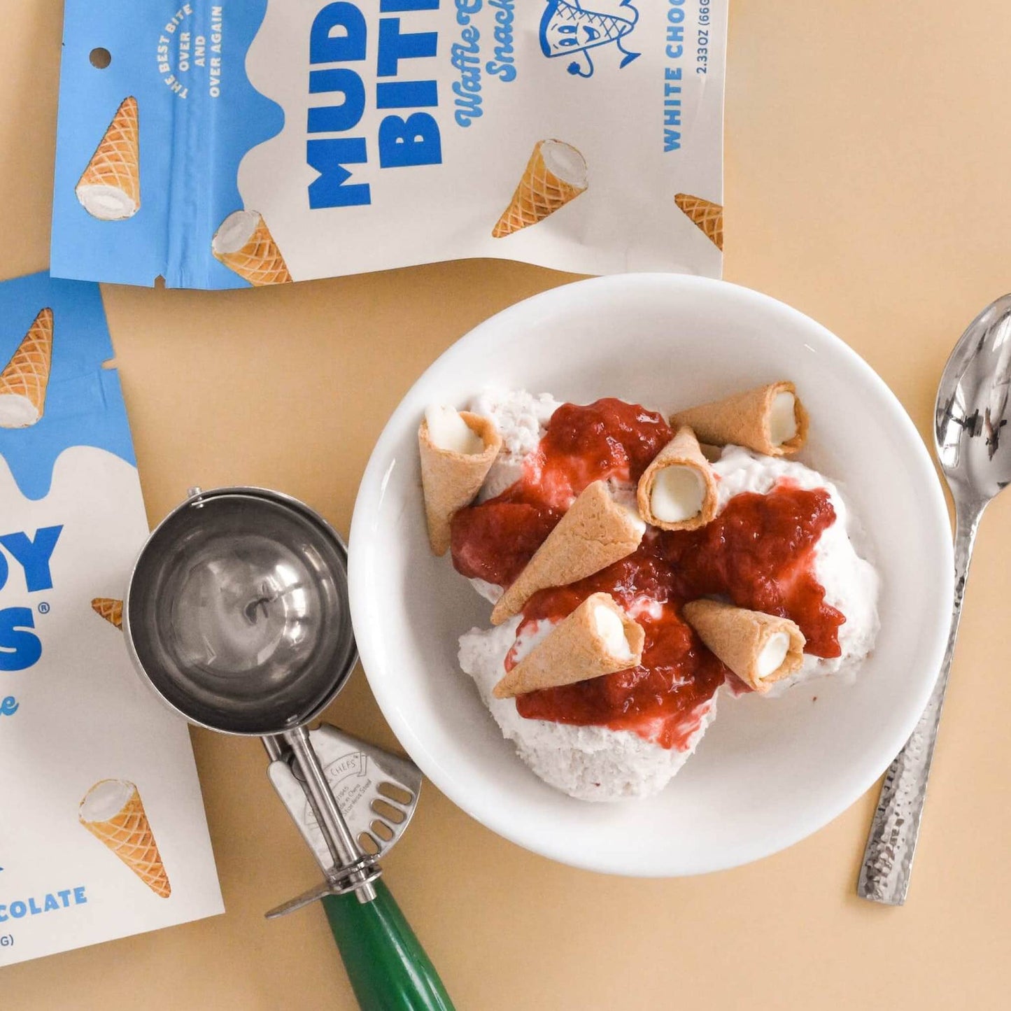 White Chocolate Bite-Sized Waffle Cones Snacks