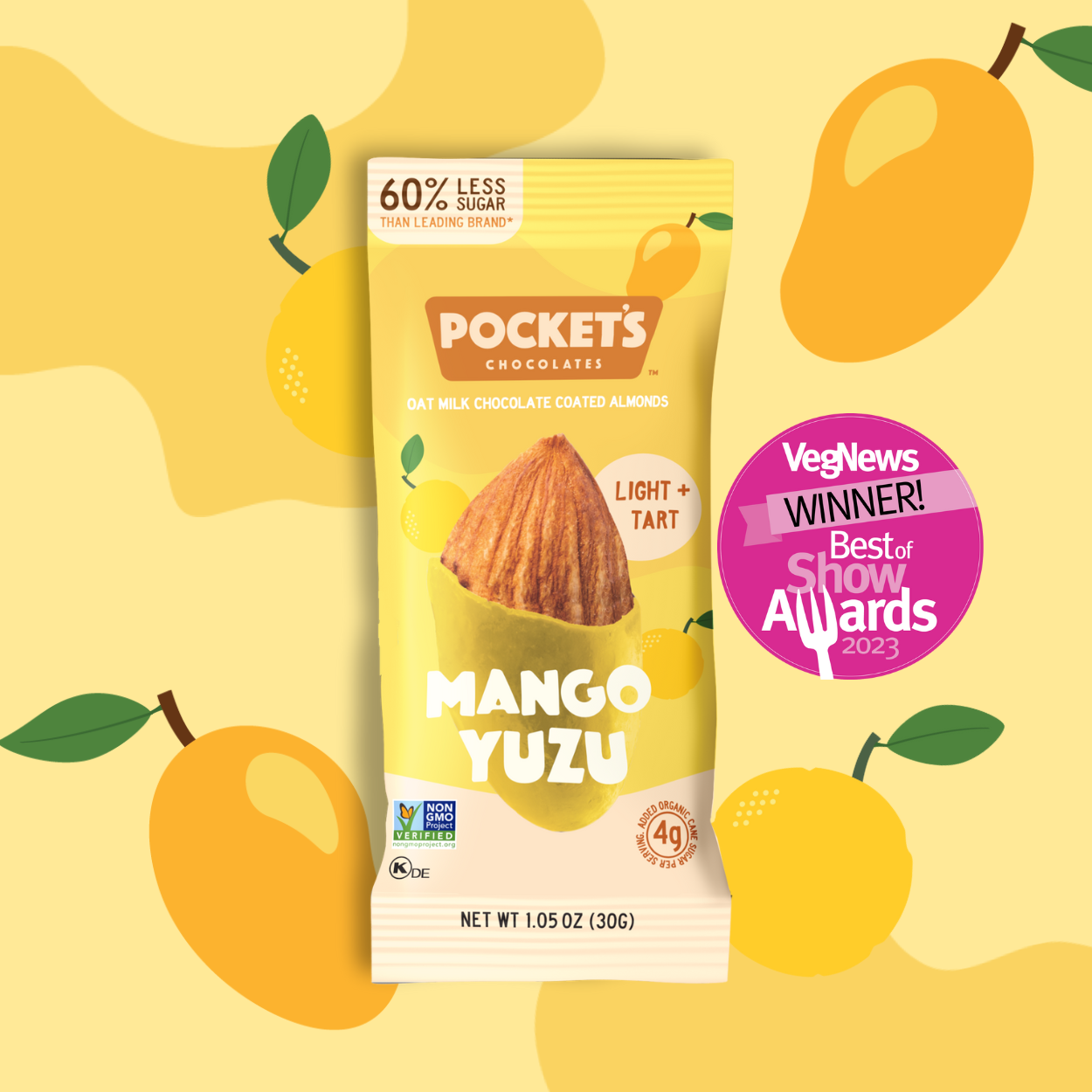 Mango Yuzu Chocolate Almonds, 1.05 oz Single Serve Packs